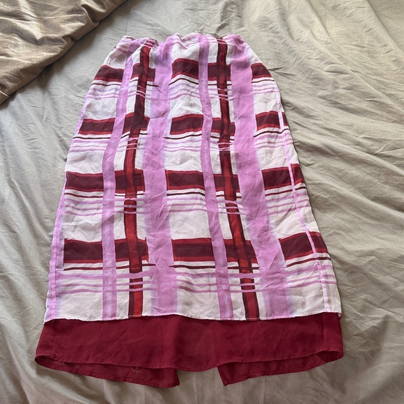 Zara Pink and Red Plaid Sheer Skirt - Picture 4 of 7